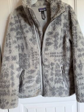 Patagonia Gray Marbled Plush Teddy Fleece Zip Jacket